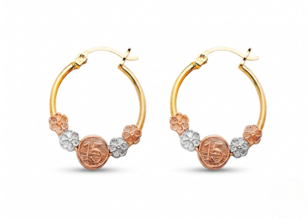 three tone hoop earrings