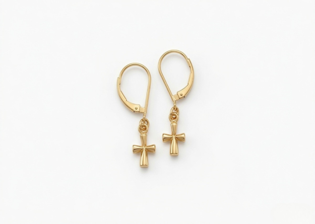 gold plated cross earrings