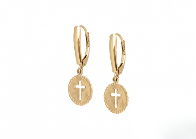gold plated coin drop earrings
