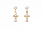 gold plated cross dangle earrings