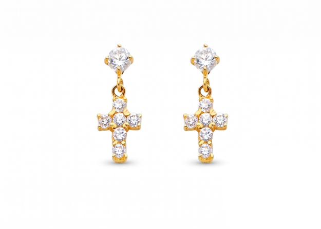 gold plated cross dangle earrings