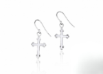 rhodium plated cross earrings